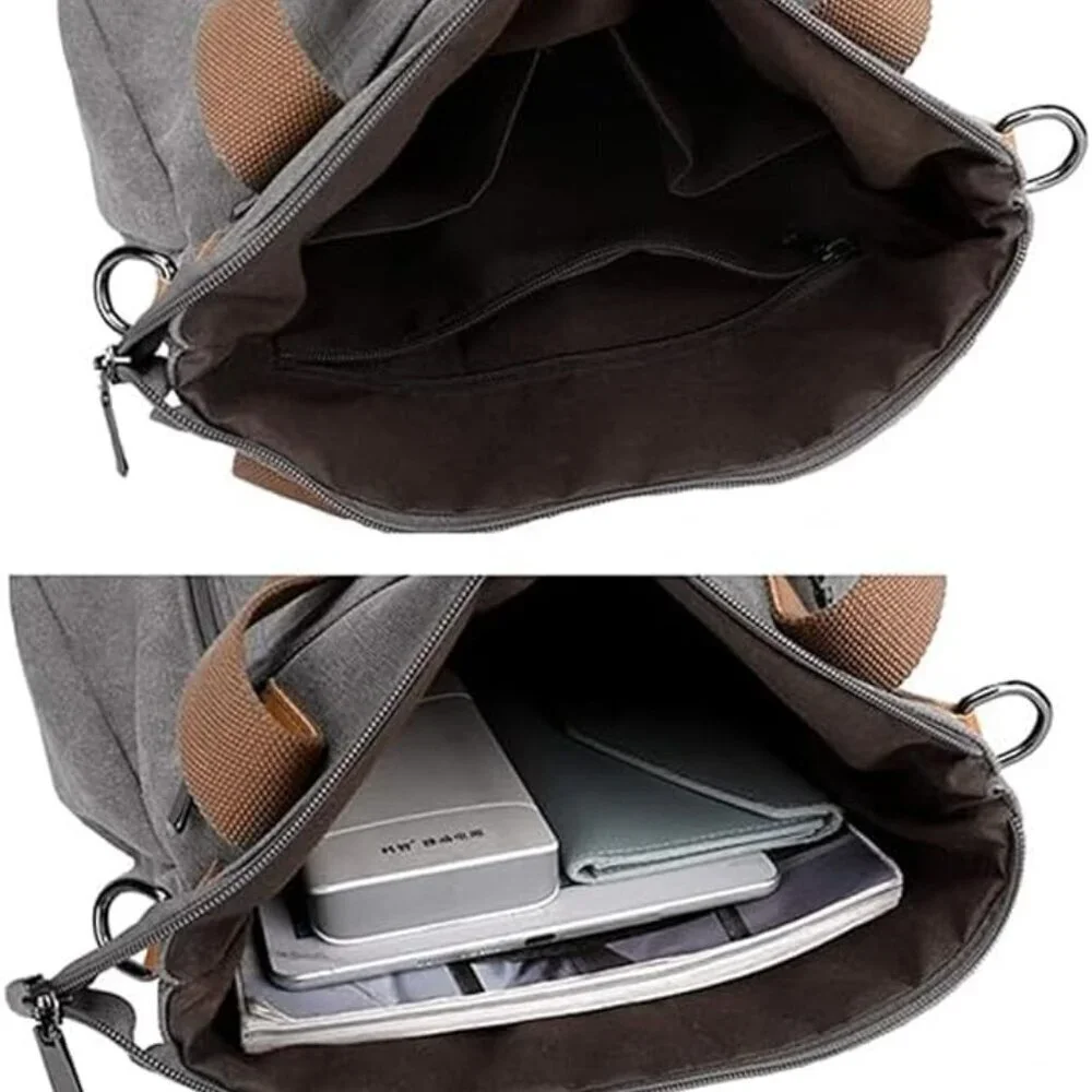 Canvas Tote Bag for Women Multi-pocket Shoulder Crossbody Work Purse